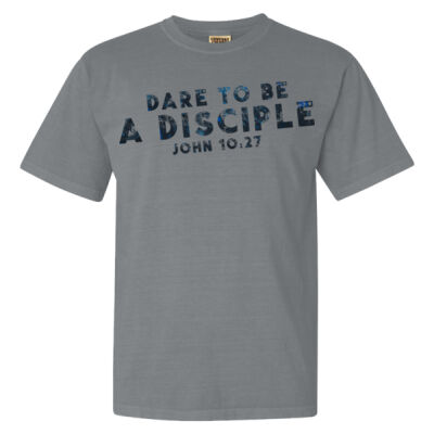 Dare To Be A Disciple Blue Letter T-shirt - Garment-Dyed Heavyweight T-Shirt Thumbnail
