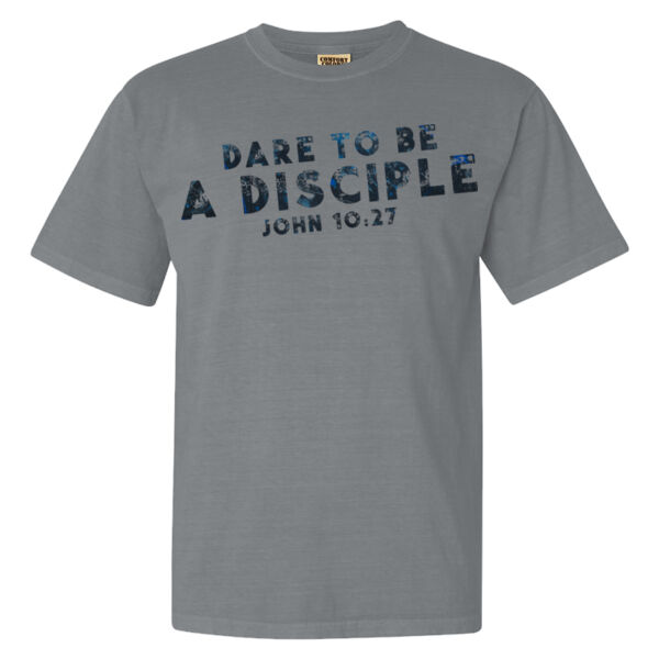 Dare To Be A Disciple Blue Letter T-shirt - Garment-Dyed Heavyweight T-Shirt Thumbnail